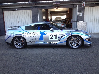 The G&D Truck Wheels Nissan GT-R outside a pit garage at Eastern Creek Raceway