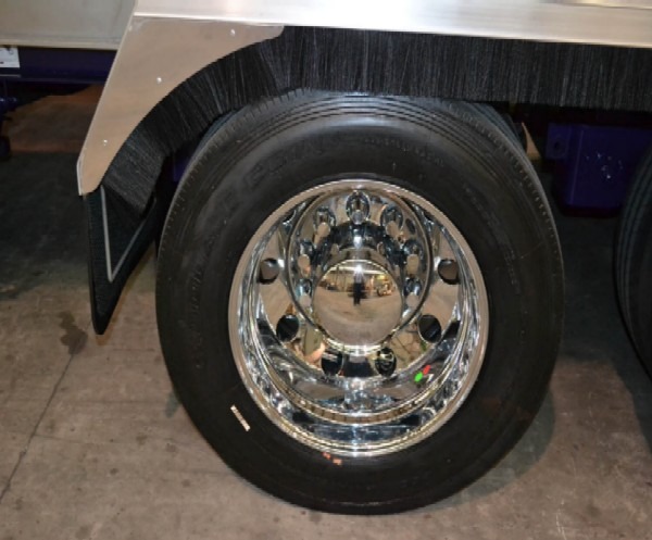 An Ultra-Chrome forged aluminium wheel fitted to a trailer